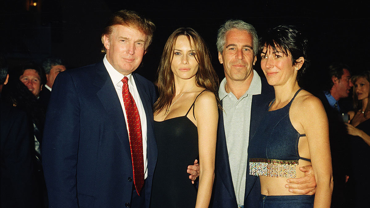 File - From left, Donald Trump and his then-girlfriend Melania Knauss, Jeffrey Epstein and Ghislaine Maxwell pose together at the Mar-a-Lago club, Palm Beach, Florida, Feb. 12, 2000.