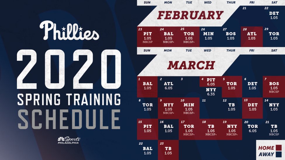 The 2020 Phillies Spring Training TV Schedule Is Here โ NBC10 Philadelphia The 2020 Phillies Spring Training TV Schedule Is Here โ NBC10 Philadelphia