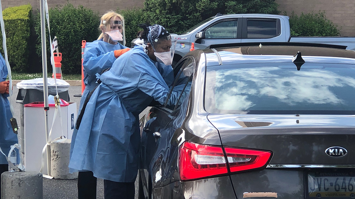 Drive-thru coronavirus testing set up outside Phillies' Citizens