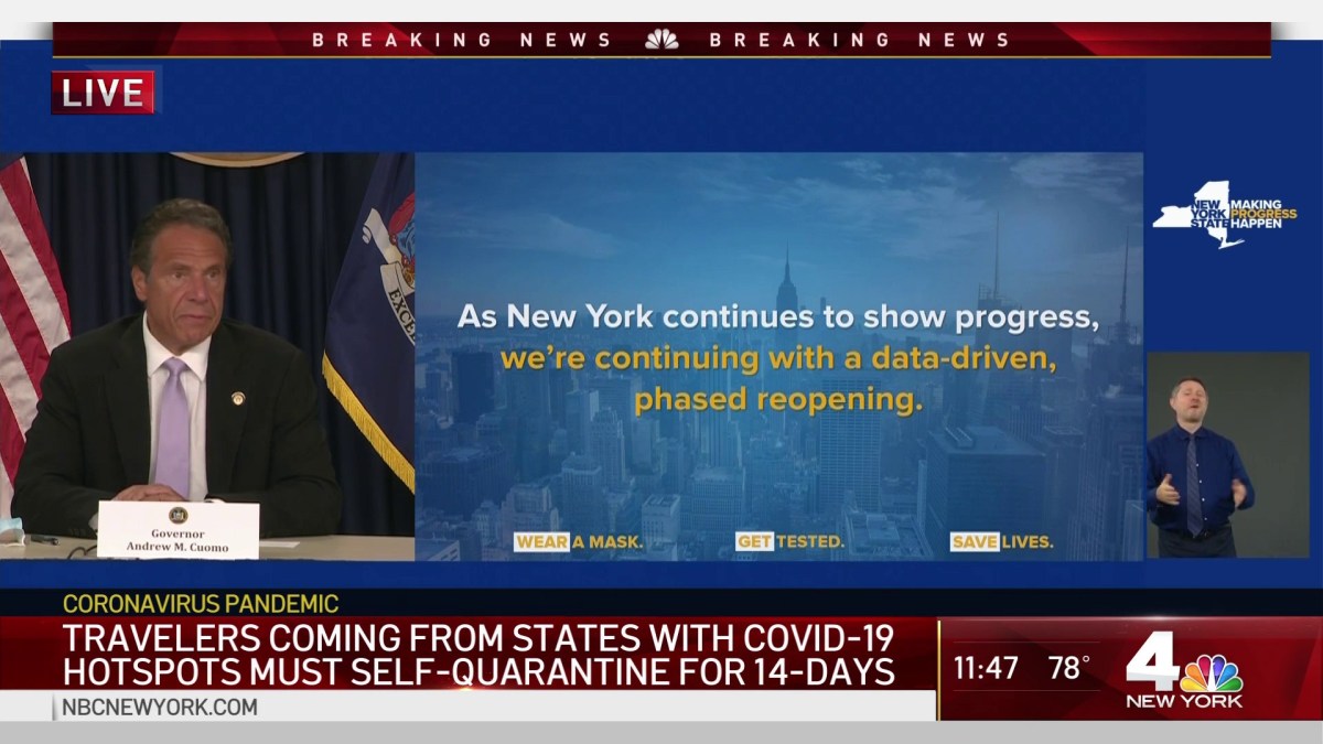 Cuomo Outlines Quarantine Rules for Travelers to New York 