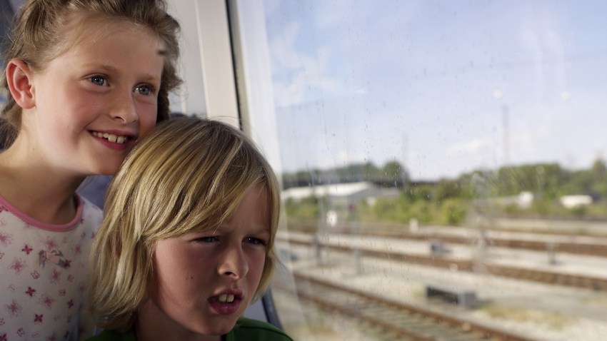 kids on train