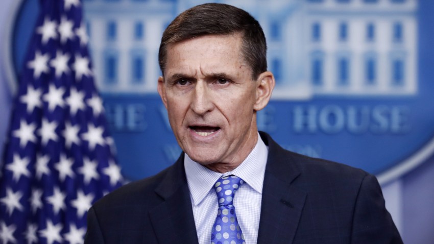 Then-National Security Adviser Michael Flynn speaks at the White House on Feb. 1, 2017.