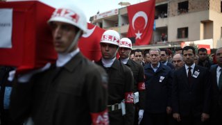 Funeral ceremony for Turkish troops killed in attack in Syria