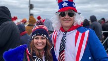 woman and man in USA gear