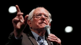 Democratic presidential candidate Sen. Bernie Sanders, I-Vt., speaks during a campaign rally Monday, March 9, 2020, in St. Louis.