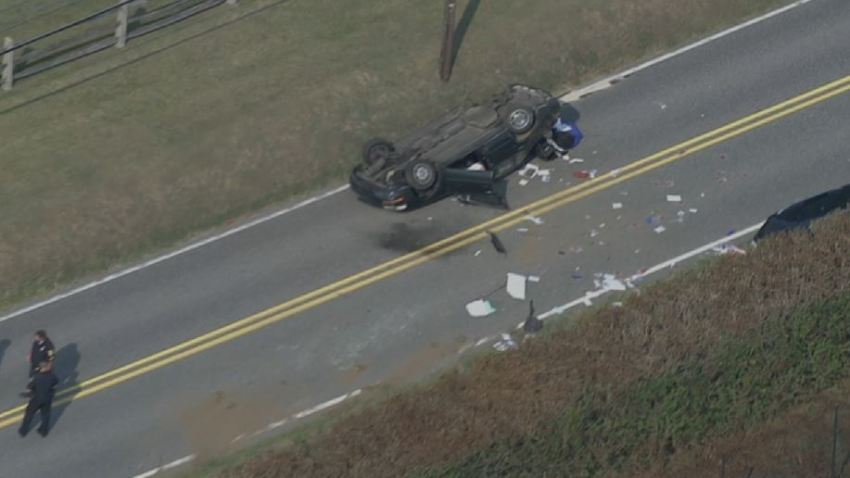 Berwyn Goshen Road Car Overturned