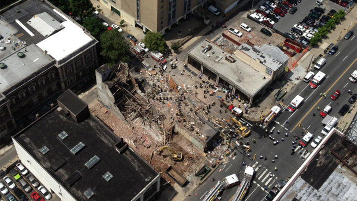 June 5, 2013: This picture was taken from a high-rise building near the Center City collapse site.