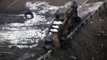 Charred I-95 Woodhaven Tanker Truck Fire