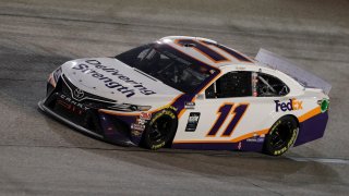Denny Hamlin (11) drives during the NASCAR Cup Series auto race Wednesday, May 20, 2020, in Darlington, S.C.