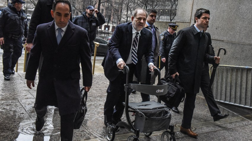 Movie producer Harvey Weinstein arrives for his sexual assault trial at New York Criminal Court on Feb. 13, 2020, in New York City. The weeks-long trial against Weinstein nears is end as prosecutors ready to give their closing argument on Friday.