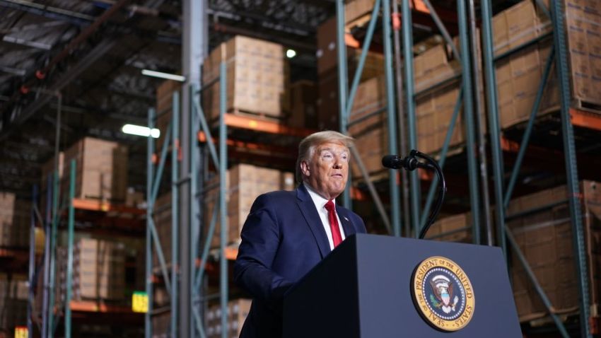 President Donald Trump at podium