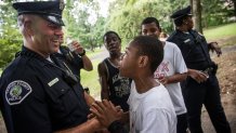 Camden County Officers joke with teens