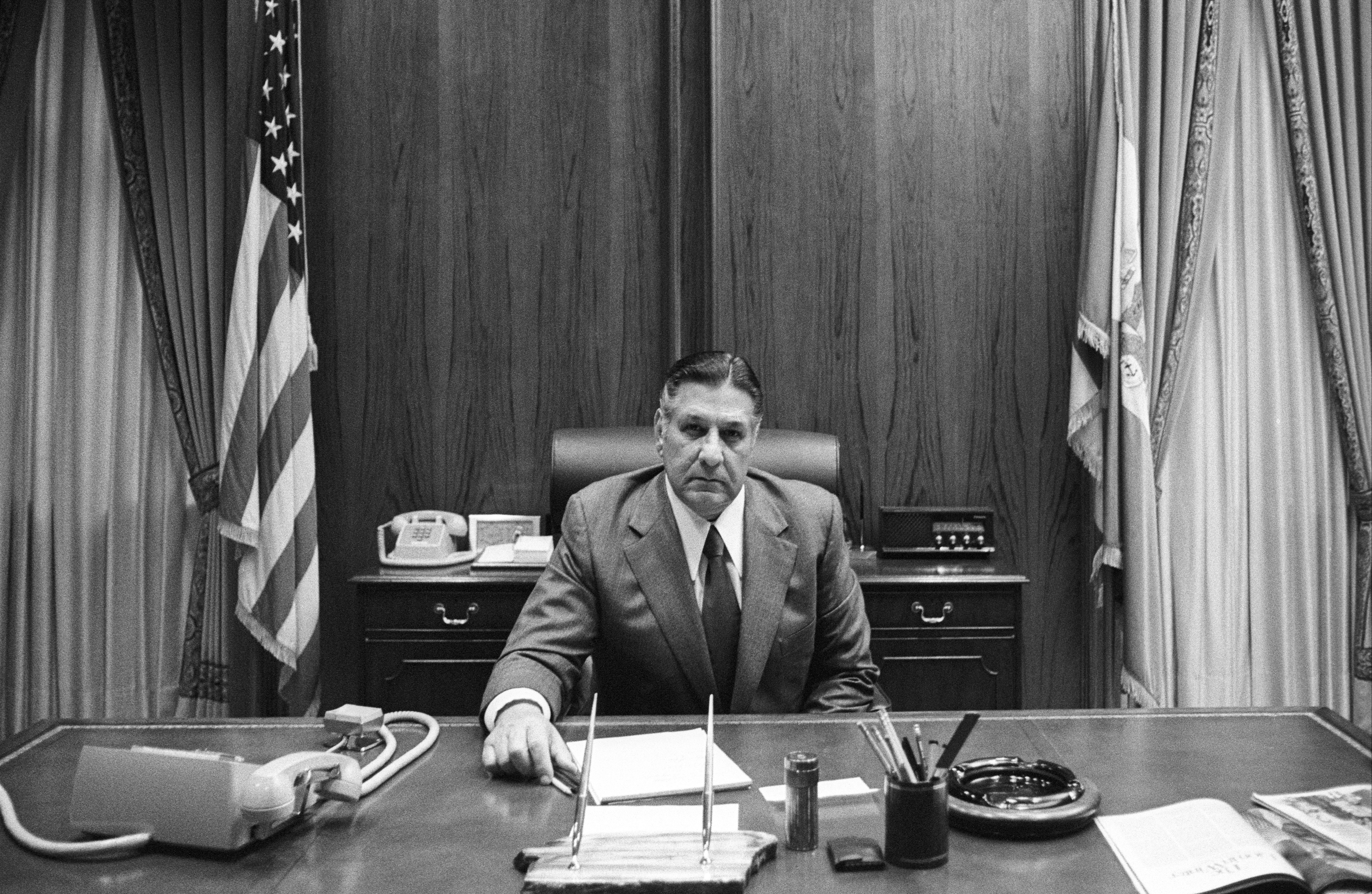 PHILADELPHIA, PA - JANUARY 3:  Mayor Frank Rizzo posing for a portrait on January 3, 1977 in Philadelphia, Pannsylvania. (Photo by Santi Visalli/Getty Images)