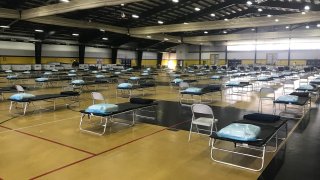 A look inside the temporary hospital set up inside the Glen Mills Schools