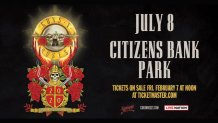 A flyer for the Guns N Roses concert at Citizens Bank Park on July 8th.