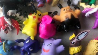 closeup of shoddily built Pokemon figurines