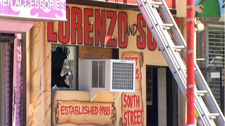 Lorenzos Pizza Fire Smashed Window