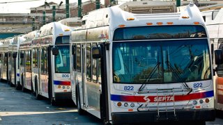 A row of SEPTA buses