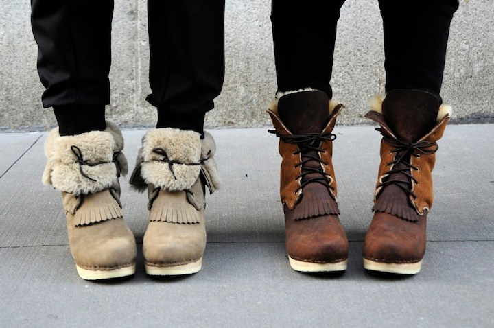 No.6 Lace Up Shearling Boots on Classic Heel
