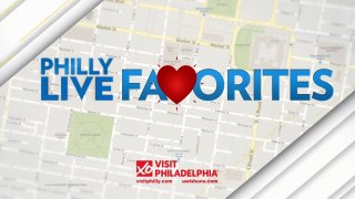 Graphic showing map of Philadelphia with the words "Philly Live Favorites" over it. Sponsored by Visit Philly.