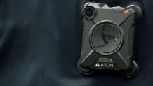 Closeup of a police body-worn camera