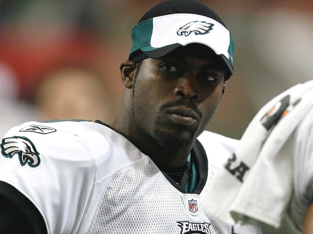 Michael Vick looks sideways