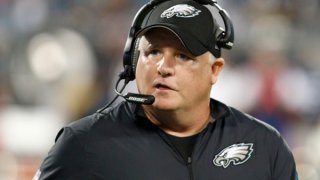 Philadelphia Eagles head coach Chip Kelly watches the action from the sidelines in the first half of an NFL football game against the Carolina Panthers in Charlotte, N.C., Sunday, Oct. 25, 2015.