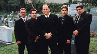 In this undated image released by HBO shows the cast of the hit series, “The Sopranos,” from left, Tony Sirico, Steve Van Zandt, James Gandolfini, Michael Imperioli and Vincent Pastore.