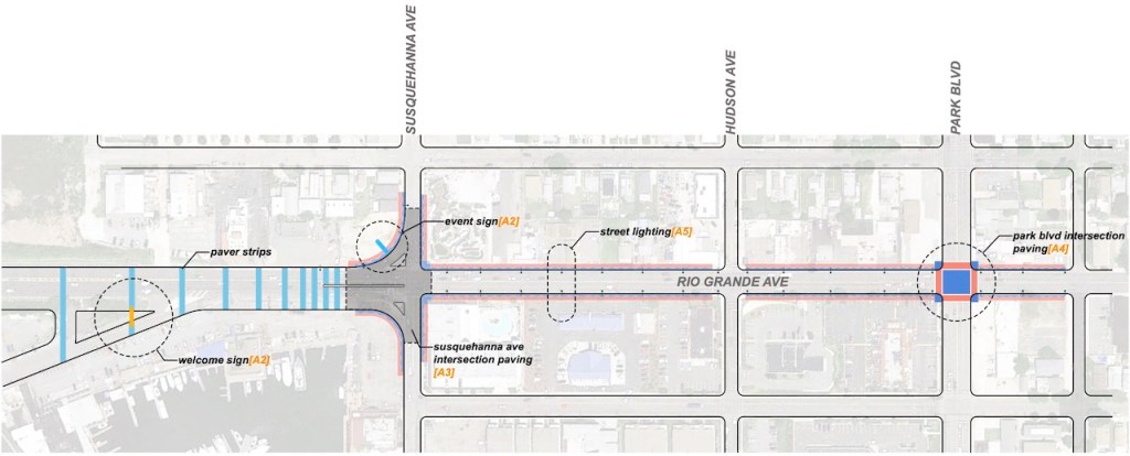 A site map of Rio Grand Avenue construction plans