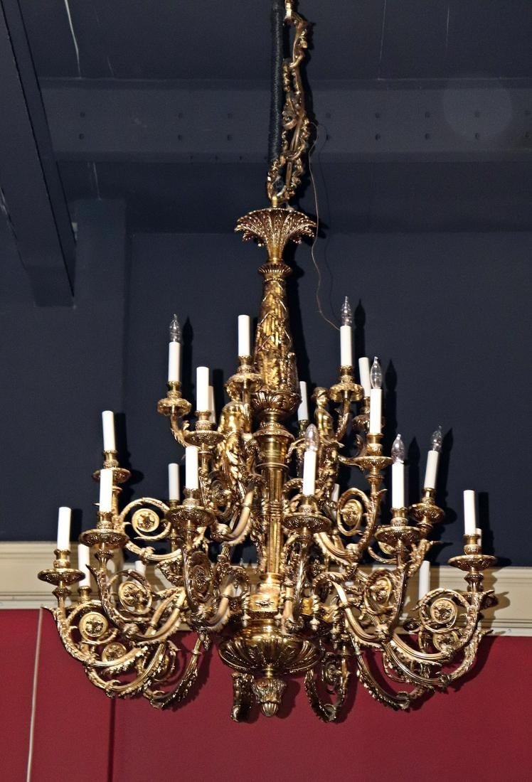 Louis XVI-style 24-arm chandelier.