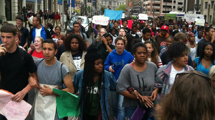 student protest marching broad crop