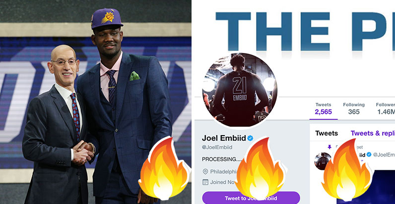 Joel Embiid Is Killing Draft Night Flames Deandre Ayton Nbc10