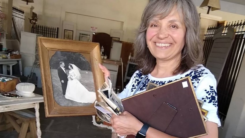 woman reunited with family pictures