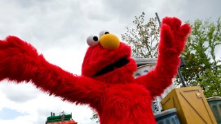 Crowd favorite, Elmo, greets visitors along the parade route at Sesame Place back in 2011.