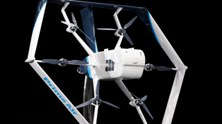 Amazon's Prime Air drone design unveiled at Amazon’s re:MARS Conference (Machine Learning, Automation, Robotics and Space) in Las Vegas, on June 5, 2019.