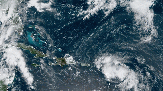 Tropical Storm Laura, pictured here from 12 p.m. to 8 p.m. EST, moving across the northern Leeward Islands heading toward Puerto Rico into the evening of Friday, Aug. 21, 2020.