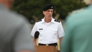 Maj. Gen. Scott Efflandt addresses the press in front of the III Corps Headquarters at Fort Hood, July 6, 2020, confirming that the human remains found near the Leon River in Belton, Texas, did belong to Spc. Vanessa Guillen.