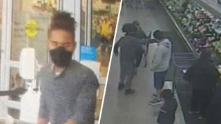 Surveillance photos show a man who police say punched a teenager with special needs inside a Bucks County Walmart.