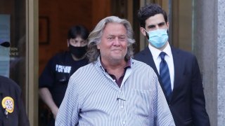 President Donald Trump's former Chief Strategist Stephen Bannon exits Manhattan Federal Court