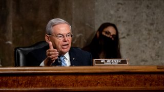 In this Sept. 24, 2020, file photo, Senate Committee on Foreign Relations Ranking Member Bob Menendez (D-NJ) speaks during at a Senate Committee on Foreign Relations hearing on US Policy in the Middle East on Capitol Hill in Washington, D.C.