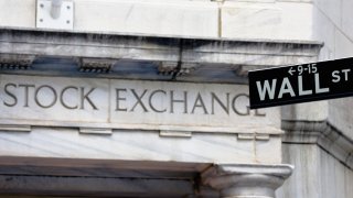 New York Stock Exchange Building and Wall Street Sign