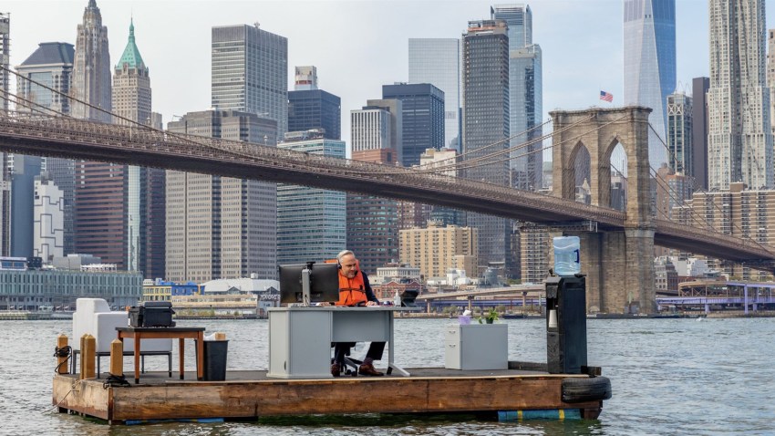 The fully functional floating office had everything, including Zoom calls.