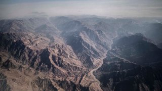 An aerial view shows the Sinai mountains of the Egyptian Red Sea resort of Sharm el-Sheikh