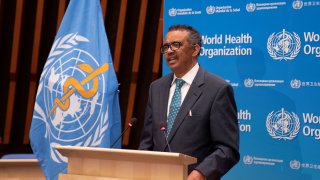 Tedros Adhanom Ghebreyesus, director general of World Health Organization (WHO) speaks at the virtual 73rd World Health Assembly (WHA) following the coronavirus disease (COVID-19) outbreak in Geneva, Switzerland, May 18, 2020.