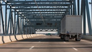 A Truck on the Betsy Ross Bridge.