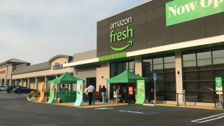 The exterior of an Amazon Fresh store in Los Angeles