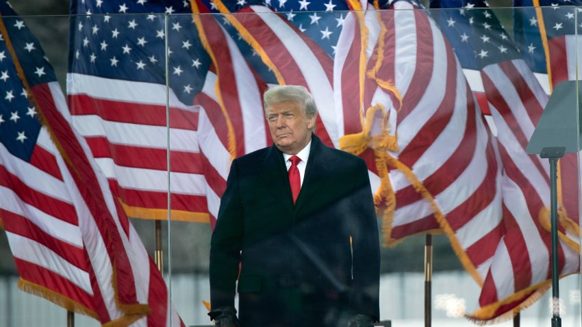 In this Jan. 6, 2021, file photo, President Donald Trump arrives to speak to supporters from The Ellipse near the White House in Washington, D.C.