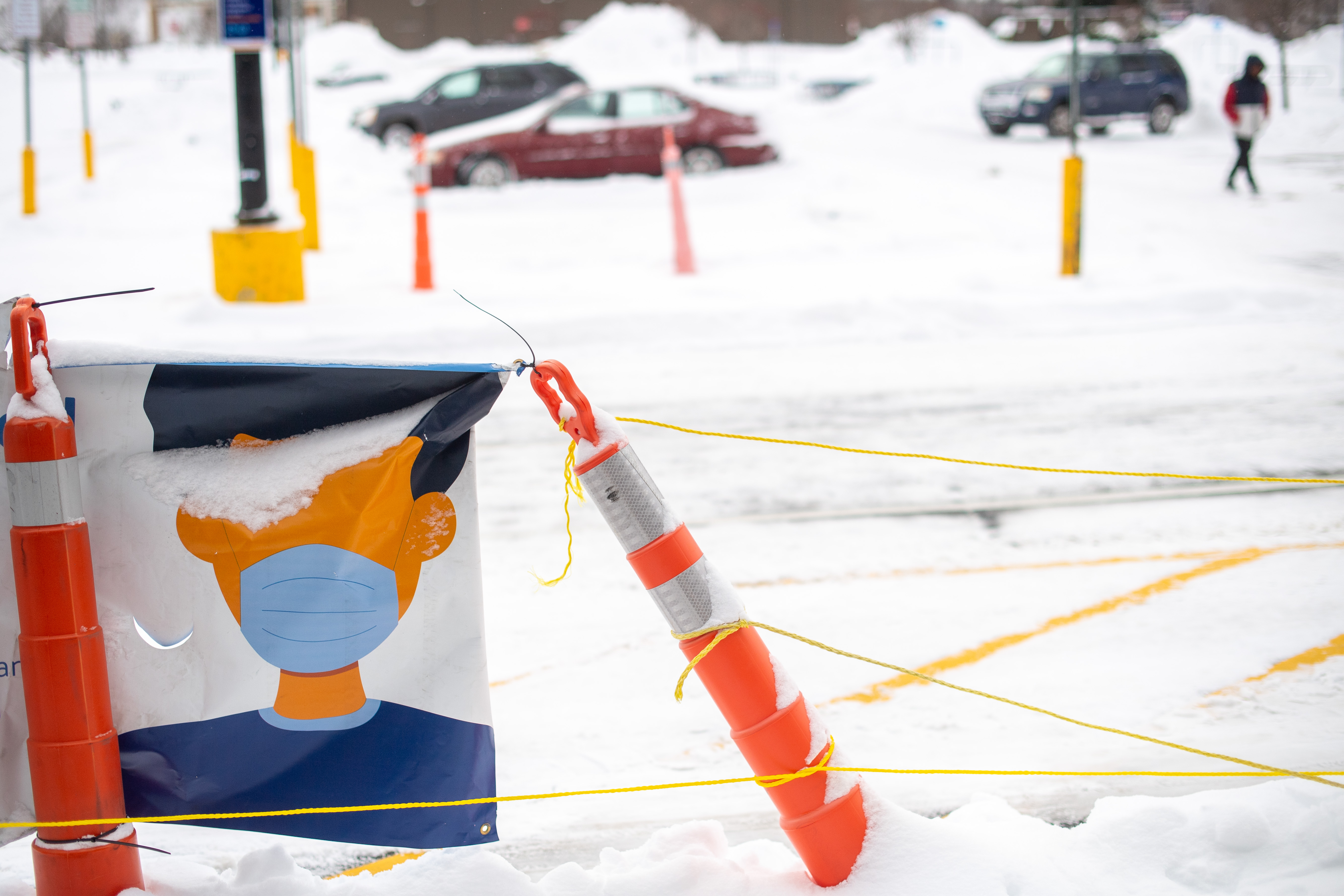 Coronavirus testing site in snow