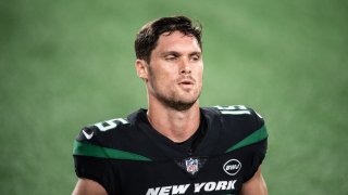 Chris Hogan #15 of the New York Jets ahead of a game against the Denver Broncos at MetLife Stadium on October 1, 2020 in East Rutherford, New Jersey. (