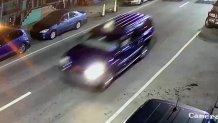 Surveillance image of a blue SUV that Philadelphia police say struck and killed a man on North 2nd Street on March 3, 2021